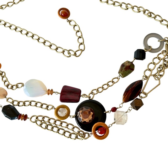 Chico's Accessories Chicos Gold Tone Chain Bastilla Belt With Faux